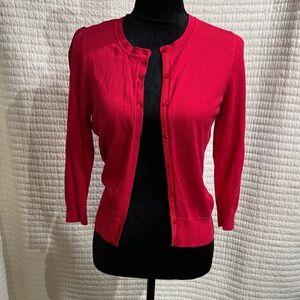 Halogen Vibrant Red Long Sleeve Button Down Cardigan